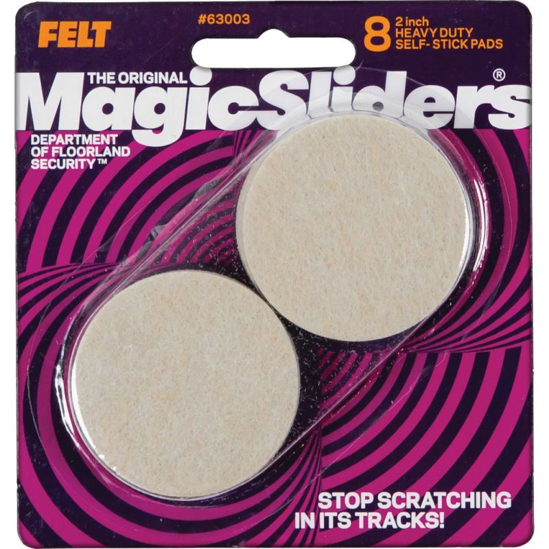 Magic Sliders Self Adhesive Felt Furniture Pad 2 In., Oatmeal