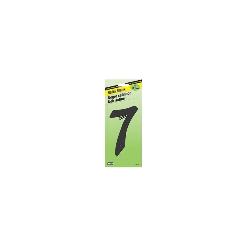 Hy-Ko BK-40/7 House Number, Character: 7, 4 in H Character, Black Character, Zinc