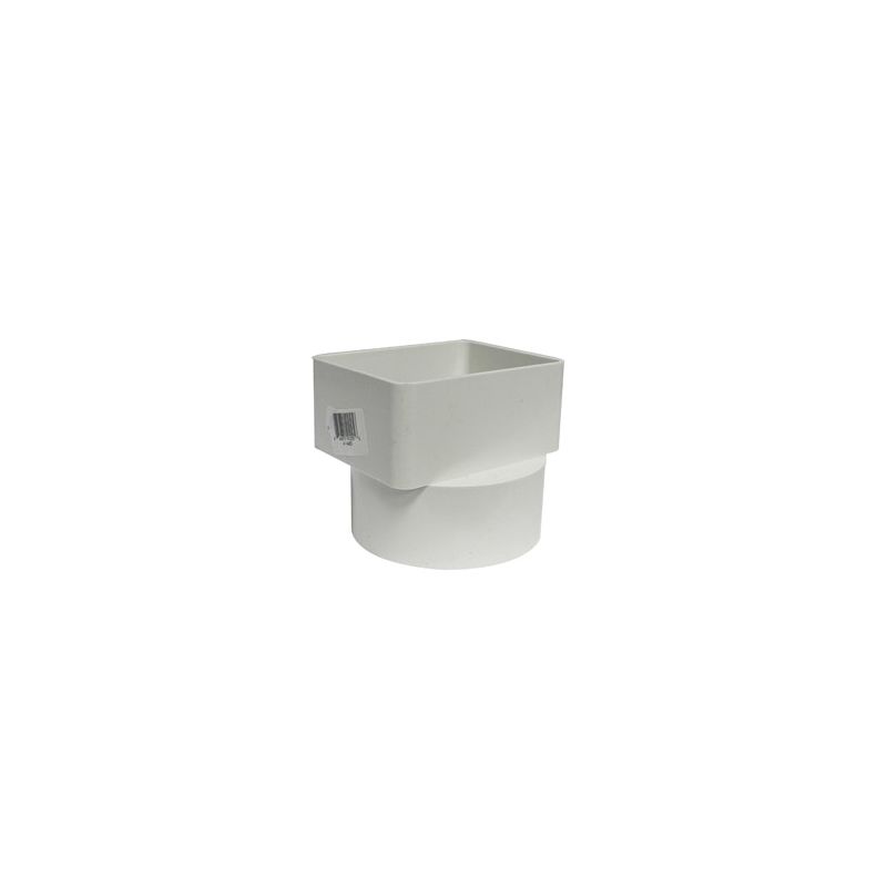 Canplas 414463BC Downspout Adapter, 3 x 4 in Connection, Hub, PVC, White White