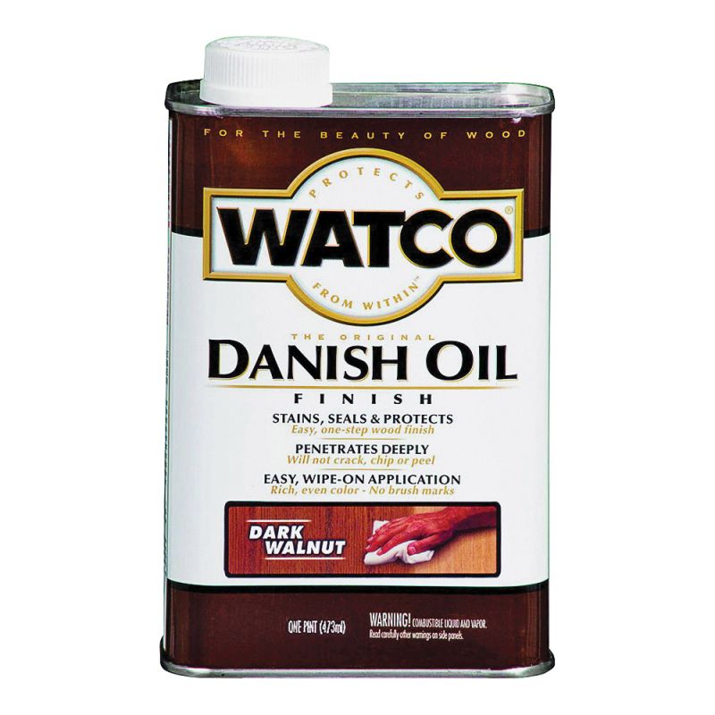 Watco 65851 Danish Oil, Dark Walnut, Liquid, 1 pt, Can Dark Walnut