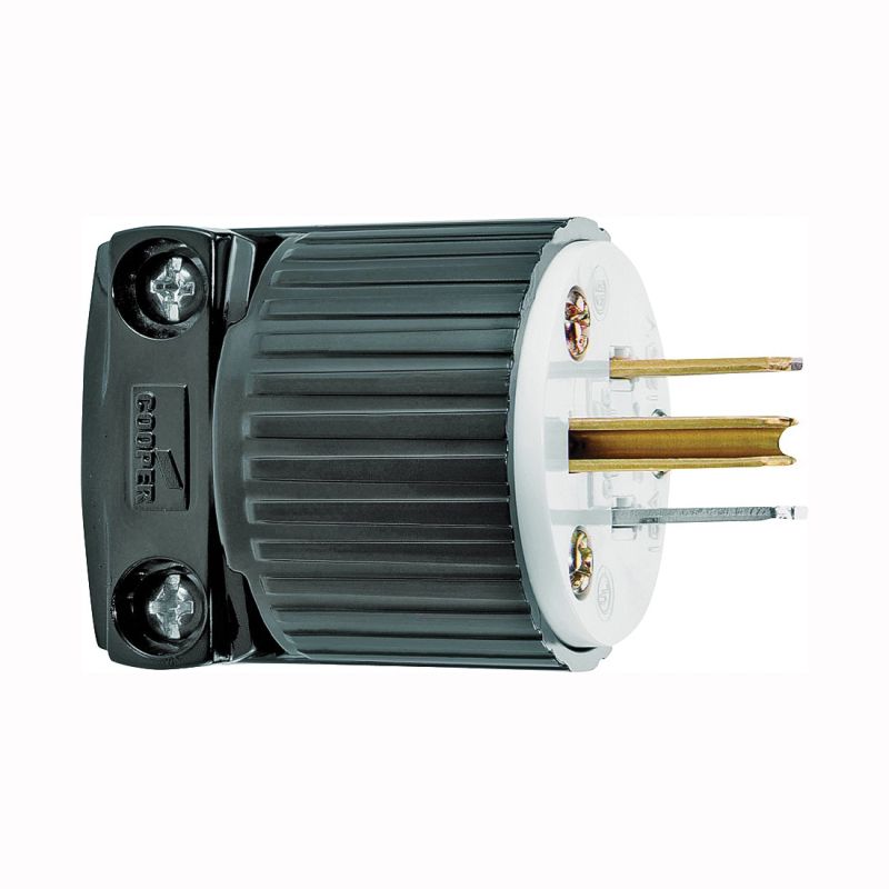 Eaton Wiring Devices 5266 Electrical Plug, 2 -Pole, 15 A, 125 V, NEMA: NEMA 5-15, Black/White Black/White