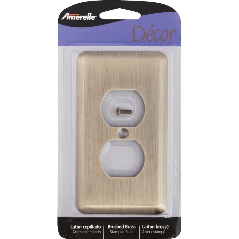 Amerelle Stamped Steel Outlet Wall Plate Brushed Brass