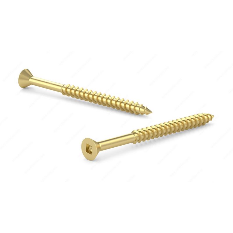 Reliable FKWSB10112MR Screw, #10-13 Thread, 1-1/2 in L, Partial, Twin Lead Thread, Flat Head, Square Drive, Brass