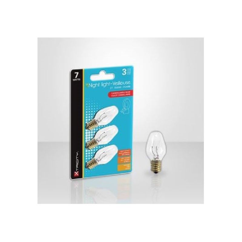 Xtricity 1-63098 Night Light Bulb, 7 W, Candelabra Lamp Base, C7 Lamp, Soft White Light, 22 Lumens