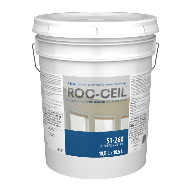 Valspar Roc-Ceil GE0051260-20 Ceiling Paint, Flat, White, 5 gal White