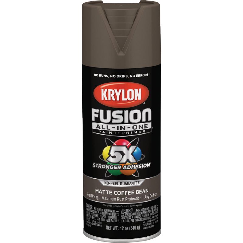 Krylon Fusion All-In-One Spray Paint &amp; Primer Coffee Bean, 12 Oz.