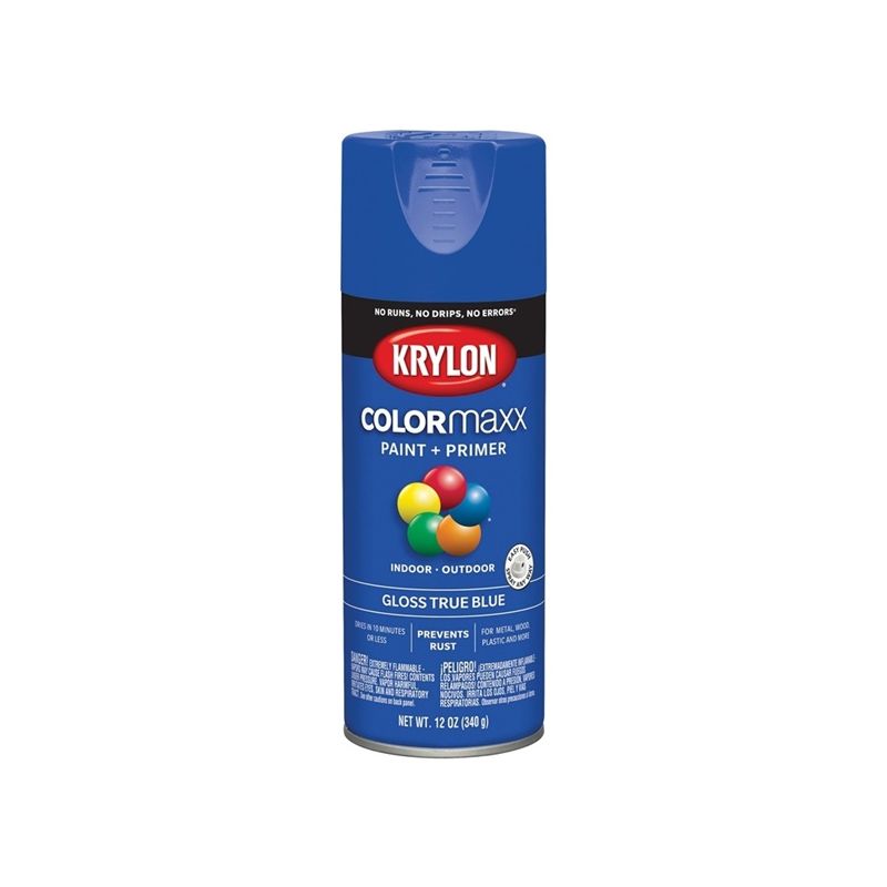 Krylon K05543007 Enamel Spray Paint, Gloss, True Blue, 12 oz, Can True Blue