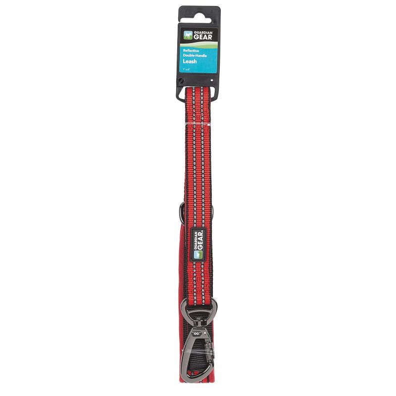 Guardian Gear ZA5172 06 83 Reflective Dog Leash, 6 ft L, Nylon Line, Red, Fastening Method: Snap Red