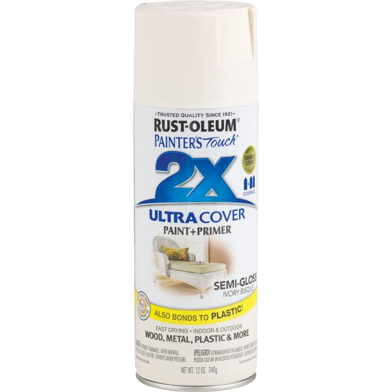 Rust-Oleum Painter&#039;s Touch 2X Ultra Cover Paint + Primer Spray Paint Ivory Bisque, 12 Oz.