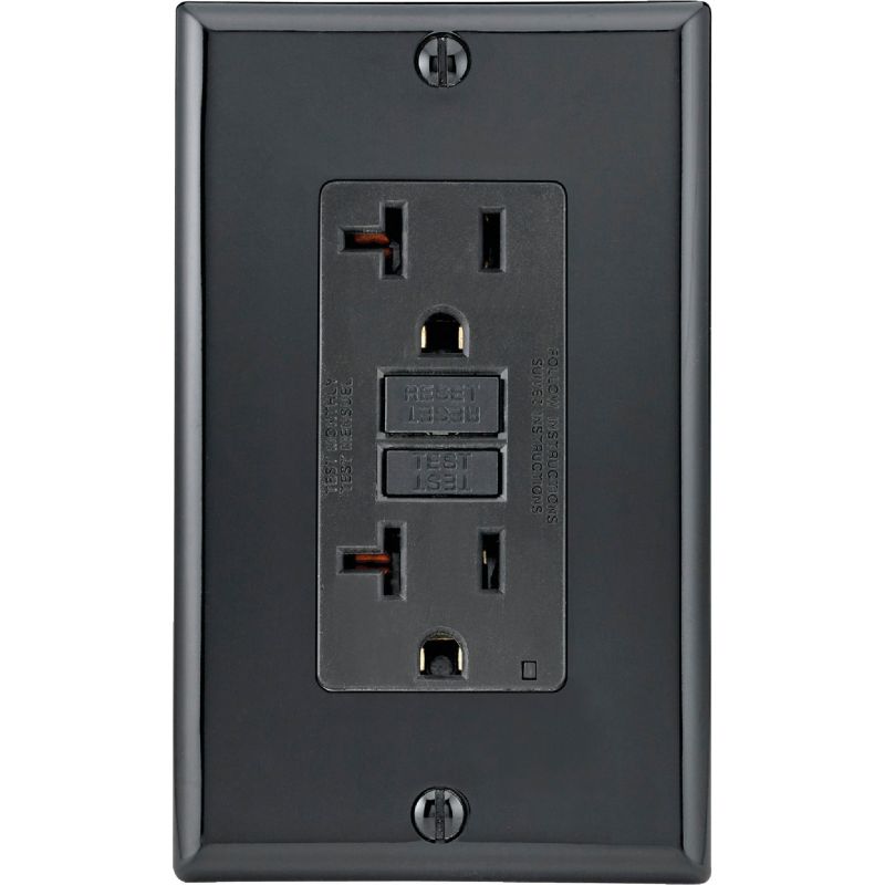 Leviton SmartLockPro Self-Test 20A GFCI Outlet With Wall Plate Black, 20
