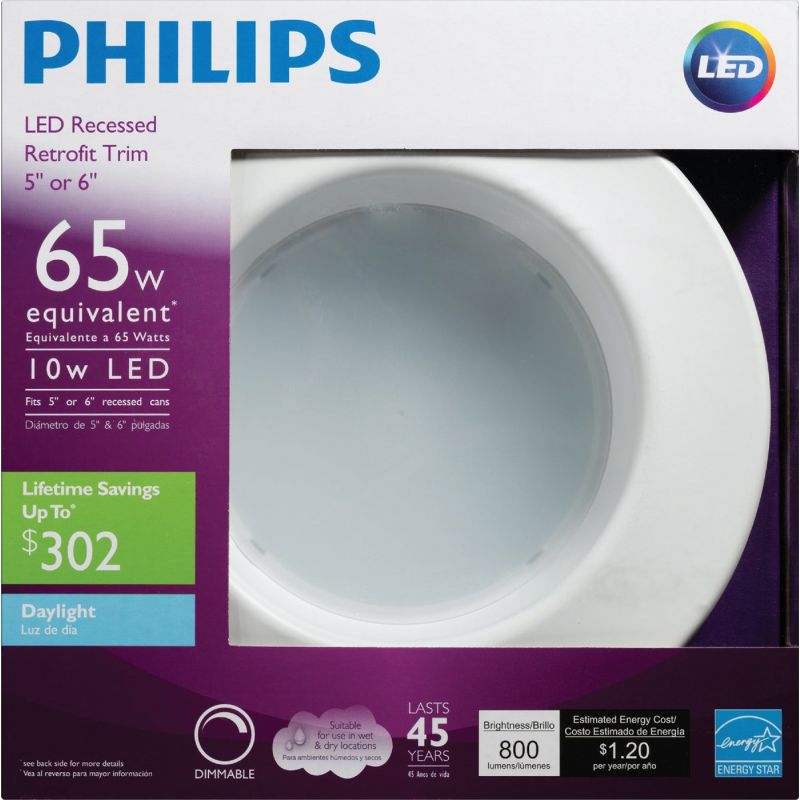 Philips Retrofit 8W LED Recessed Light Kit White