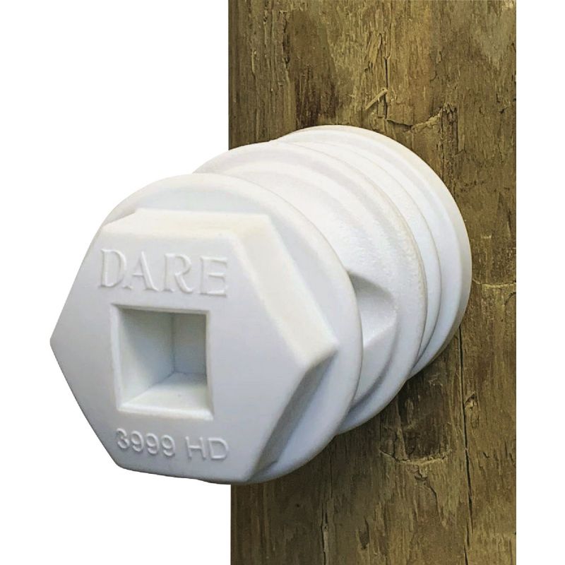 Dare Hex Head Electric Fence Insulator White, Screw-On