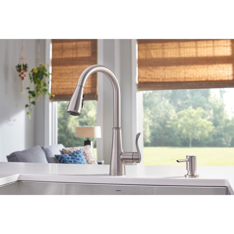 Moen Hadley Series 87245SRS Pull-Down Kitchen Faucet, 1.5 gpm, 1-Faucet Handle, 1-Faucet Hole, Metal, Stainless