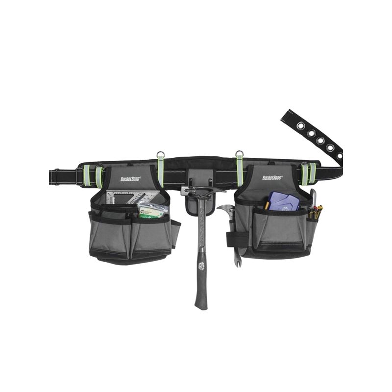 Bucket Boss Professional Series 55105-HV HV Contractor&#039;s Rig, 52 in Waist, Poly Fabric, Sliver, 29-Pocket Sliver
