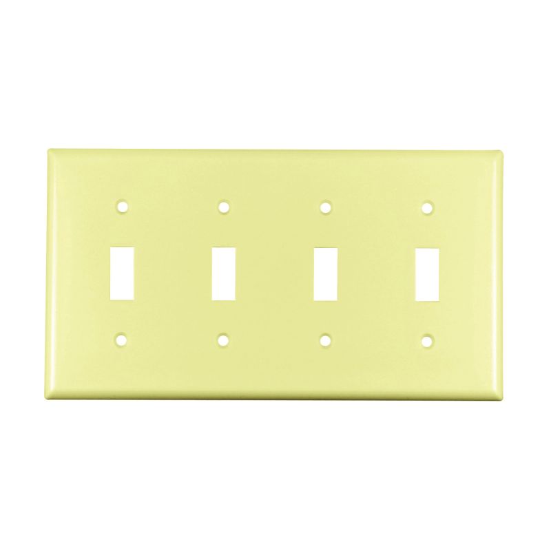 Eaton Wiring Devices 2154V-BOX Wallplate, 4-1/2 in L, 8.19 in W, 4 -Gang, Thermoset, Ivory, High-Gloss Ivory