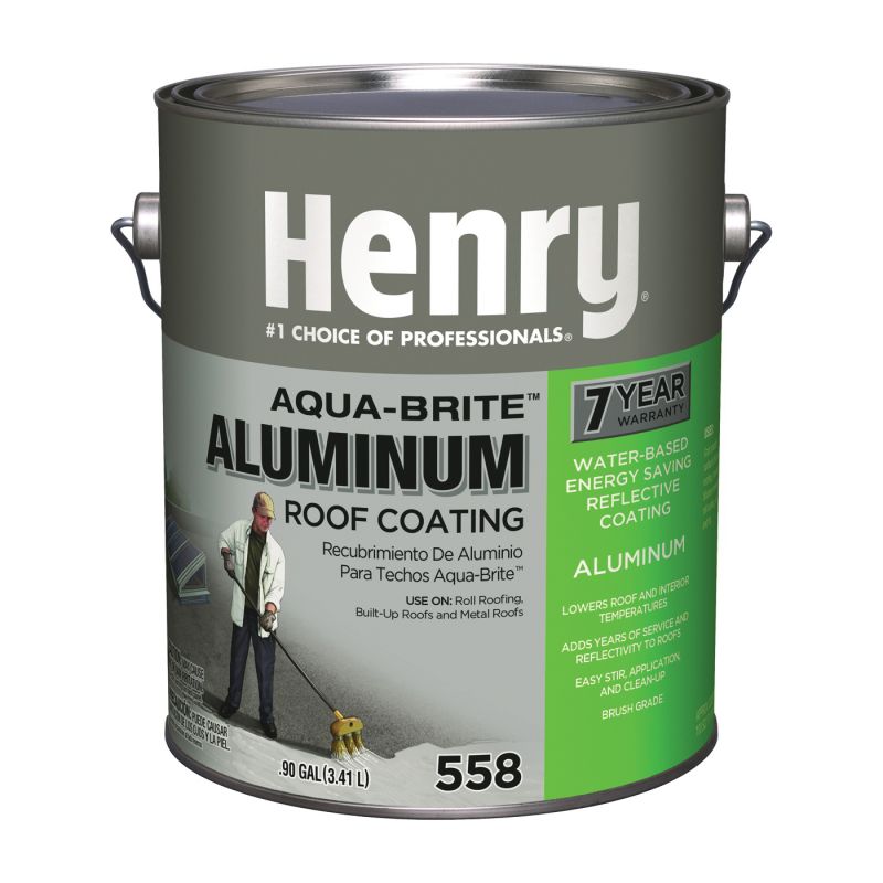Henry HE558107 Roof Coating, Silver, 3.41 L Pail, Liquid Silver