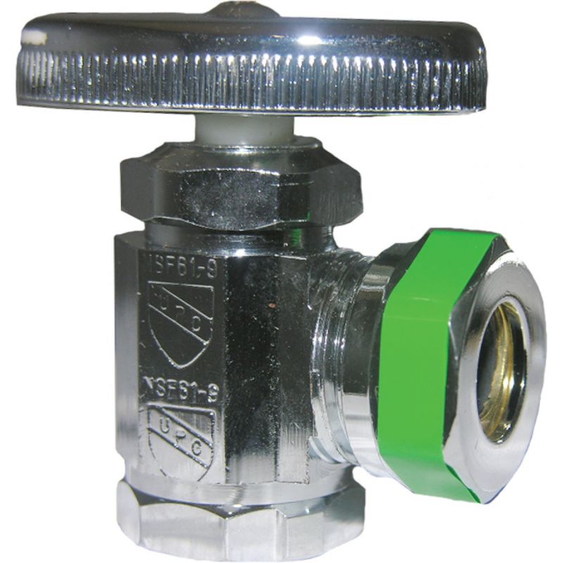 Lasco Female Iron Pipe X Iron Pipe Angle Stop Valve 1/2&quot; FIP Inlet X 1/2&quot; -7/16&quot; IP Outlet