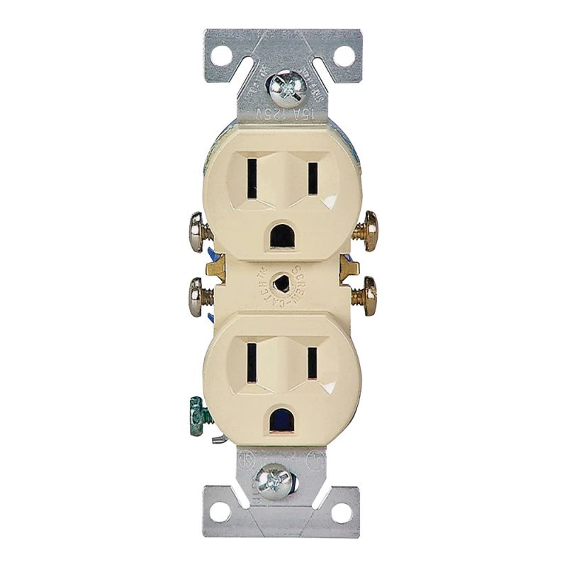 Eaton Wiring Devices C270V Duplex Receptacle, 2 -Pole, 15 A, 125 V, Push-in, Side Wiring, NEMA: 5-15R, Ivory Ivory