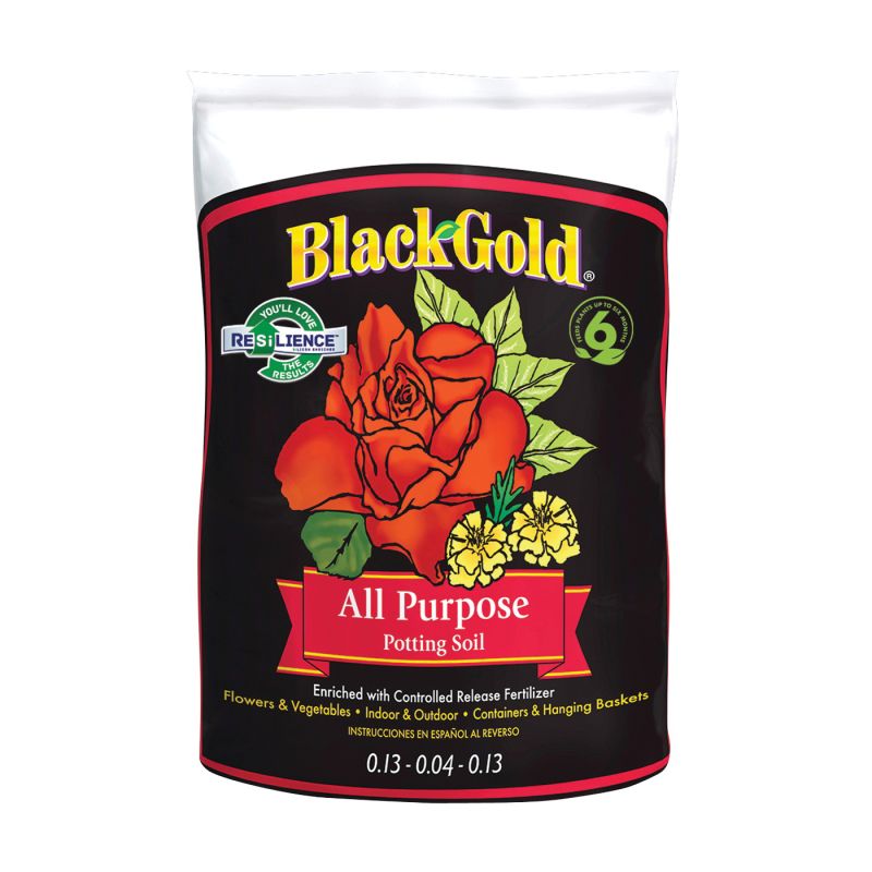 sun gro BLACK GOLD 1410102 1.0 CFL P Potting Mix, 1 cu-ft Coverage Area, Granular, Brown/Earthy, 70 Bag Brown/Earthy