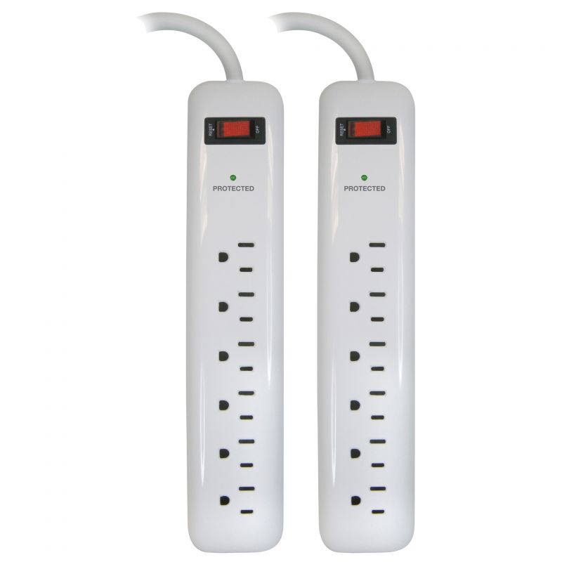 PowerZone OR2013X2 Surge Protector, 125 V, 15 A, 6-Outlet, 400 Joules Energy, White White