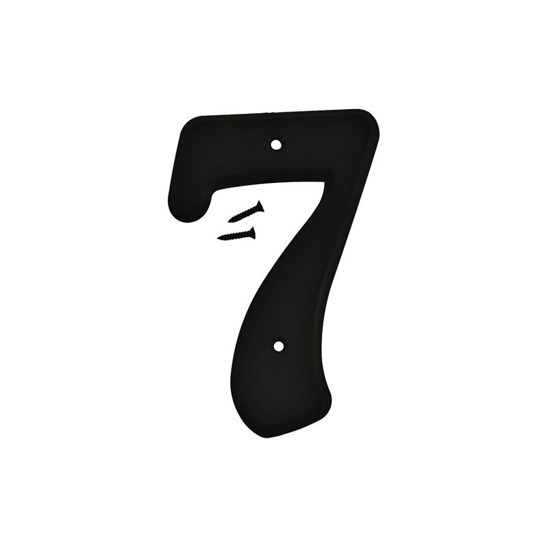 Hy-Ko 30200 Series 30207 House Number, Character: 7, 6 in H Character, Black Character, Plastic