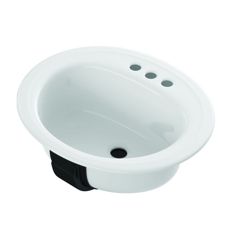 Bootz Azalea Series 021-2445-00 Lavatory Sink, Oval Basin, 3-Deck Hole, 20 in OAW, 17 in OAH, 7-13/16 in OAD, Steel White
