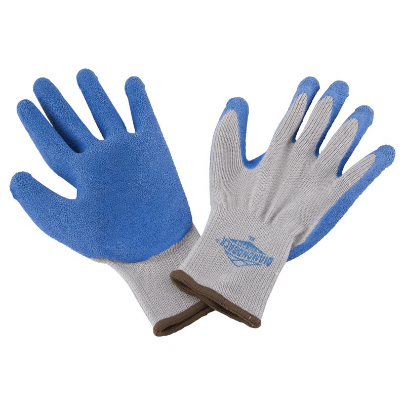 Diamondback GV-SHOWA/XL Gripper Work Gloves, Men &amp; Women, 10-1/4 in L, Knit Liner Cuff, Rubber Latex Coating Grey &amp; Blue