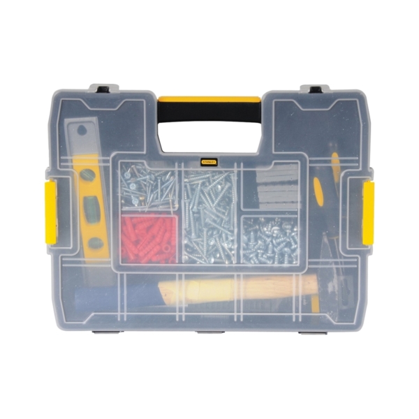 Buy Stanley STST14021 Tool Storage Organizer, 8-1/2 in W, 2.9 in H,  10-Drawer, Plastic, Black/Clear Yellow Black/Clear Yellow