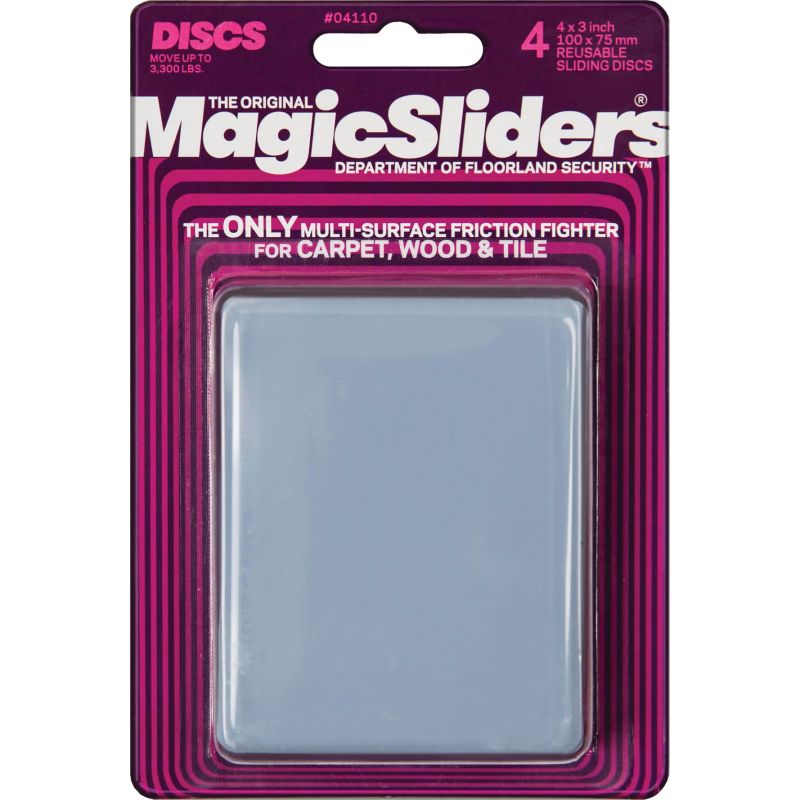 Magic Sliders Rectangular Sliding Disc 4 In. X 3 In., Gray