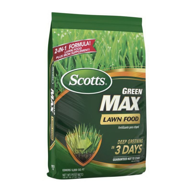Scotts Green Max 44615A1 Lawn Food, 16.67 lb, Solid, 27-0-2 N-P-K Ratio Gray