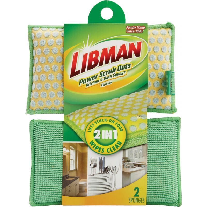 Libman Power Scrub Dots Kitchen &amp; Bath Sponge Yellow &amp; Green