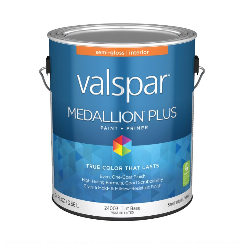 Valspar Medallion Plus 2700 07 Latex Paint, Acrylic Base, Semi-Gloss Sheen, Tint Base, 1 gal Tint Base