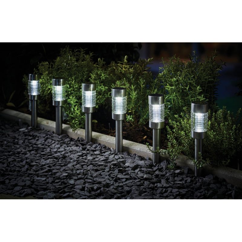 Cole &amp; Bright Stainless Steel Solar Path Light Silver