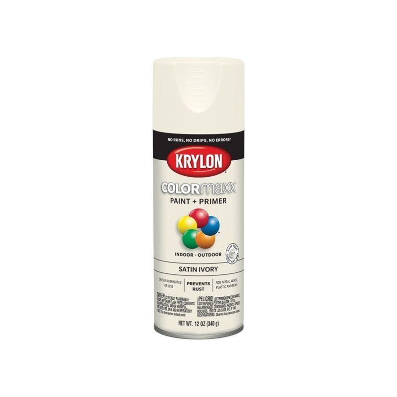Krylon K05567007 Enamel Spray Paint, Satin, Ivory, 12 oz, Can Ivory