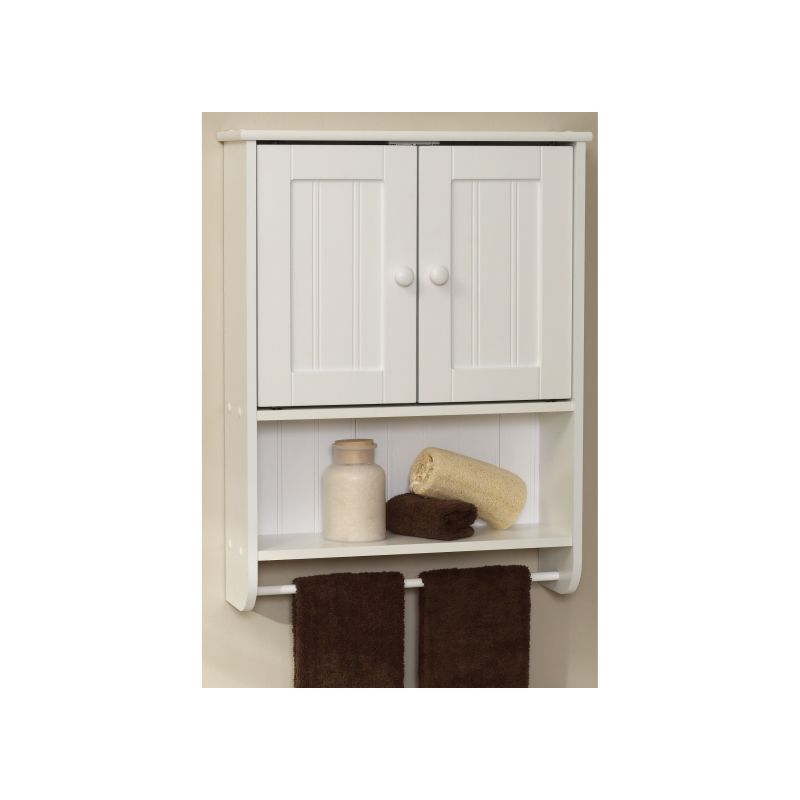 Zenna Home Cottage 9114W Bathroom Cabinet, 2-Door, 1-Shelf, Wood, White White