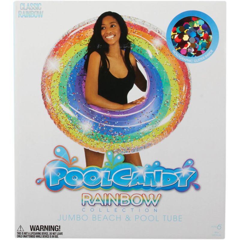 PoolCandy Rainbow Pool Tube Float Multi, Adult