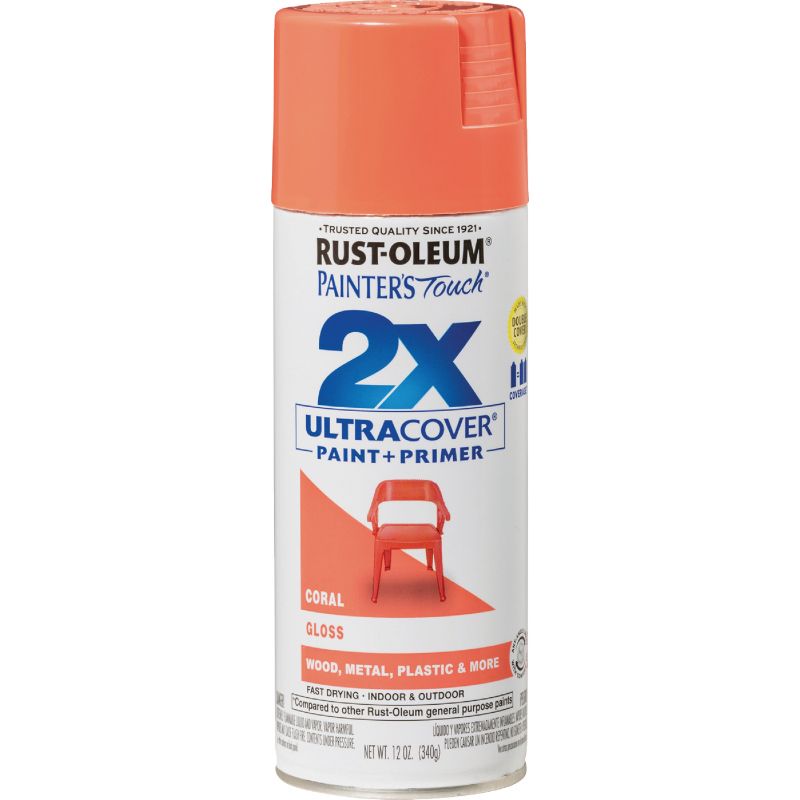 Rust-Oleum Painter&#039;s Touch 2X Ultra Cover Paint + Primer Spray Paint Coral, 12 Oz.