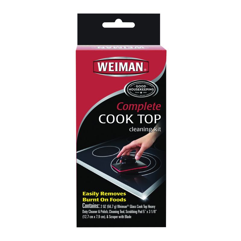 Weiman Complete Cook Top Cleaning Kit - 10 oz Cleaner & Polish, Scrubbing Pad, Cleaning Tool, & Cooktop Razor Scraper