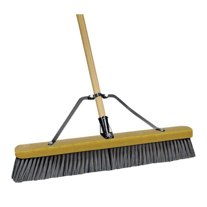Quickie 868SU Push Broom, 24 in Sweep Face, Poly Fiber Bristle, Wood Handle