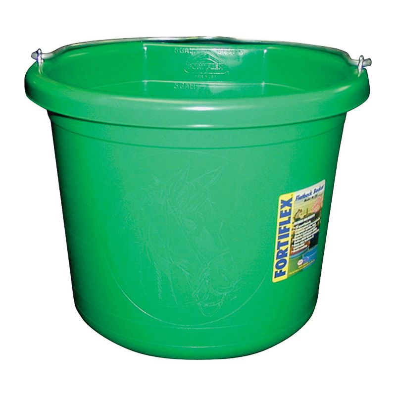 Fortex-Fortiflex FB-124 Series FB-124GR Bucket, 24 qt Volume, Rubber/Polyethylene, Green Green