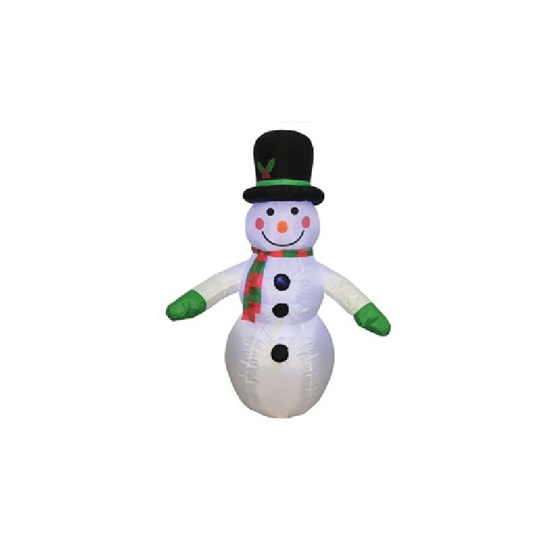 Hometown Holidays 90333 Christmas Inflatable Snowman, 4 ft H, Nylon, White, LED Bulb White