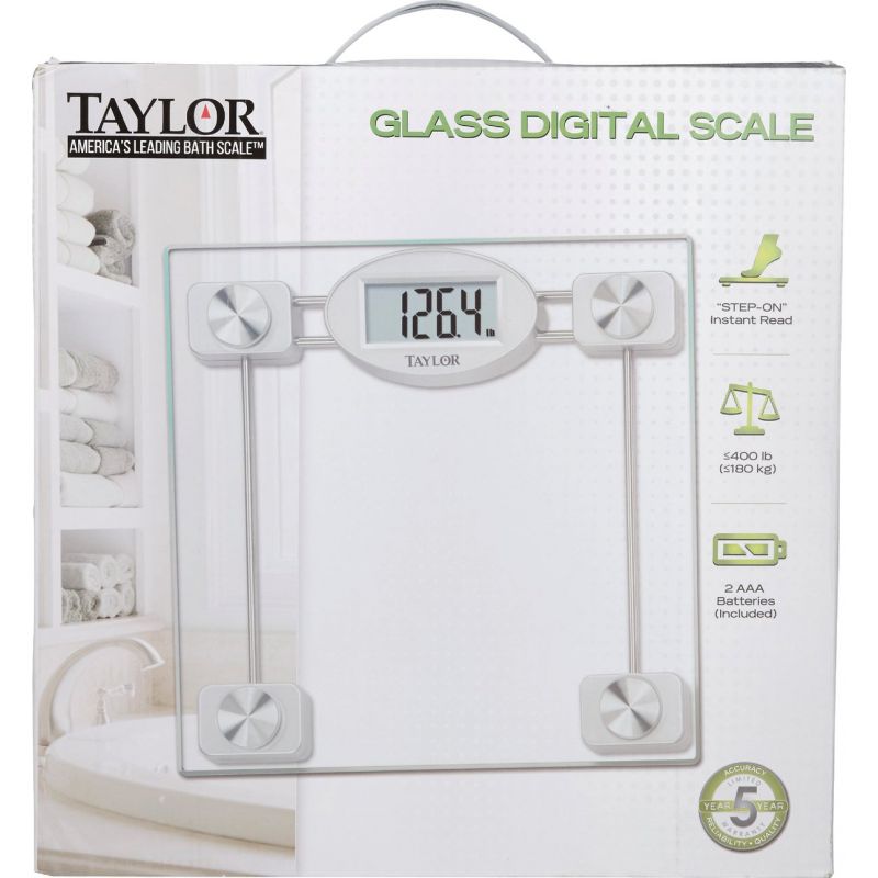 Taylor Digital Clear Glass Bath Scale 400 Lb., Clear