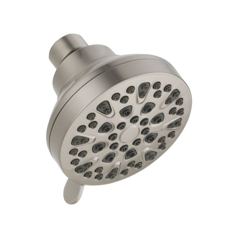 Peerless 76438BN Shower Head, 1.5 gpm, 1/2 in Connection, 4-Spray Function, Plastic, Brushed Nickel, 2-7/8 in L