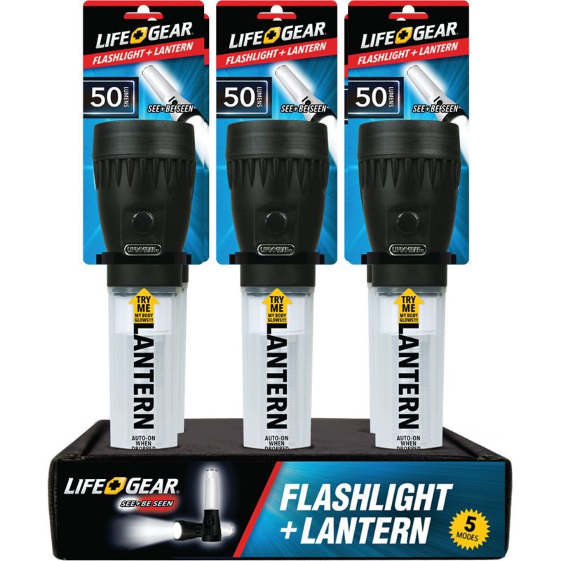 Life Gear 2-In-1 LED Flashlight Lantern Black