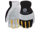 John Deere Split Leather Work Gloves XL, Black &amp; Gray