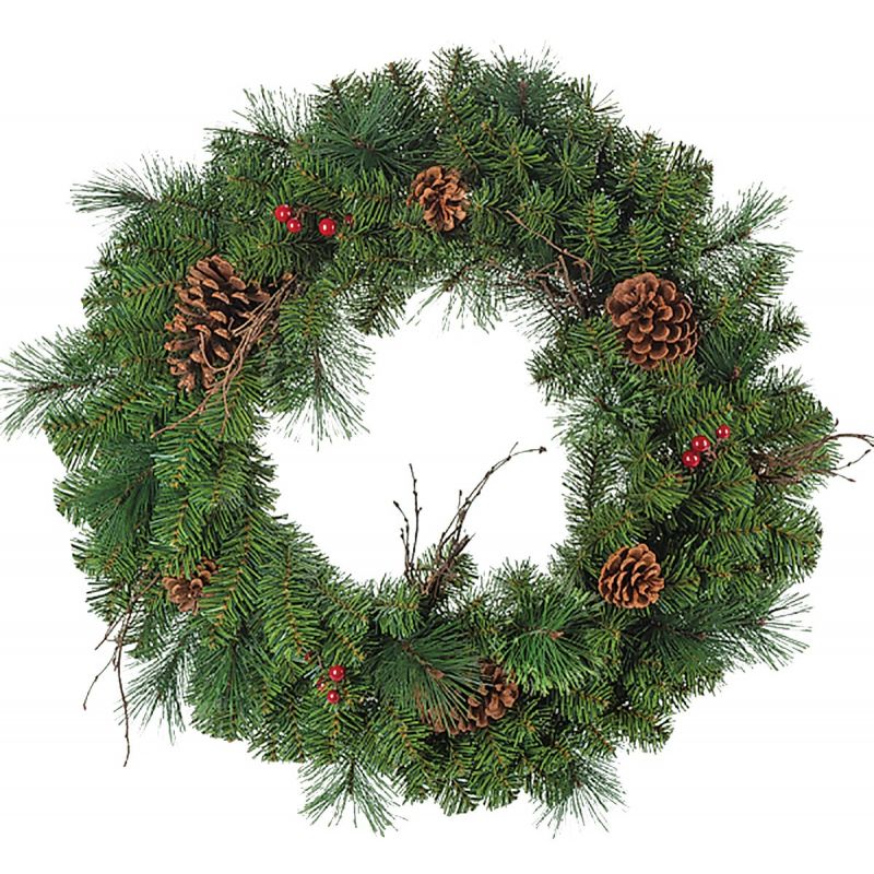 Gerson Pine Artificial Wreath With Berries Green