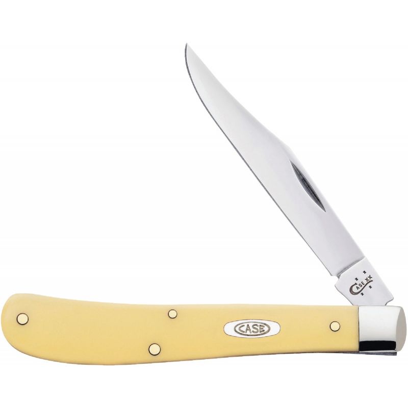 Case Slimline Trapper Folding Knife Yellow, 3.25 In.