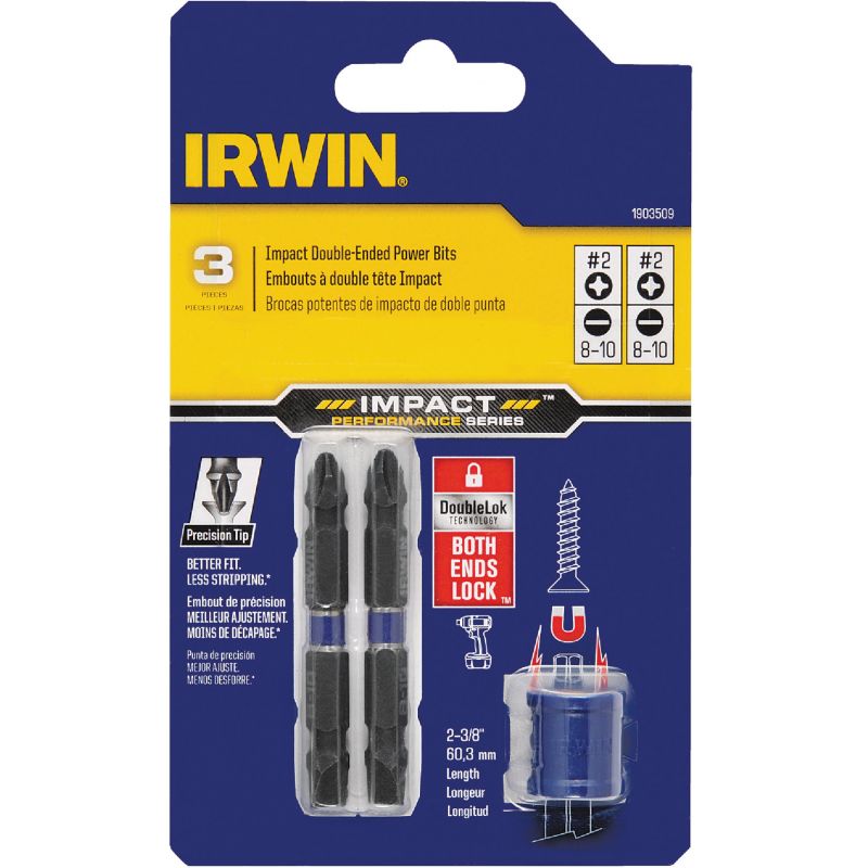 Irwin 3-Piece Impact Mixed Double-End Screwdriver Bit Set w/Magnetic Screw-Hold