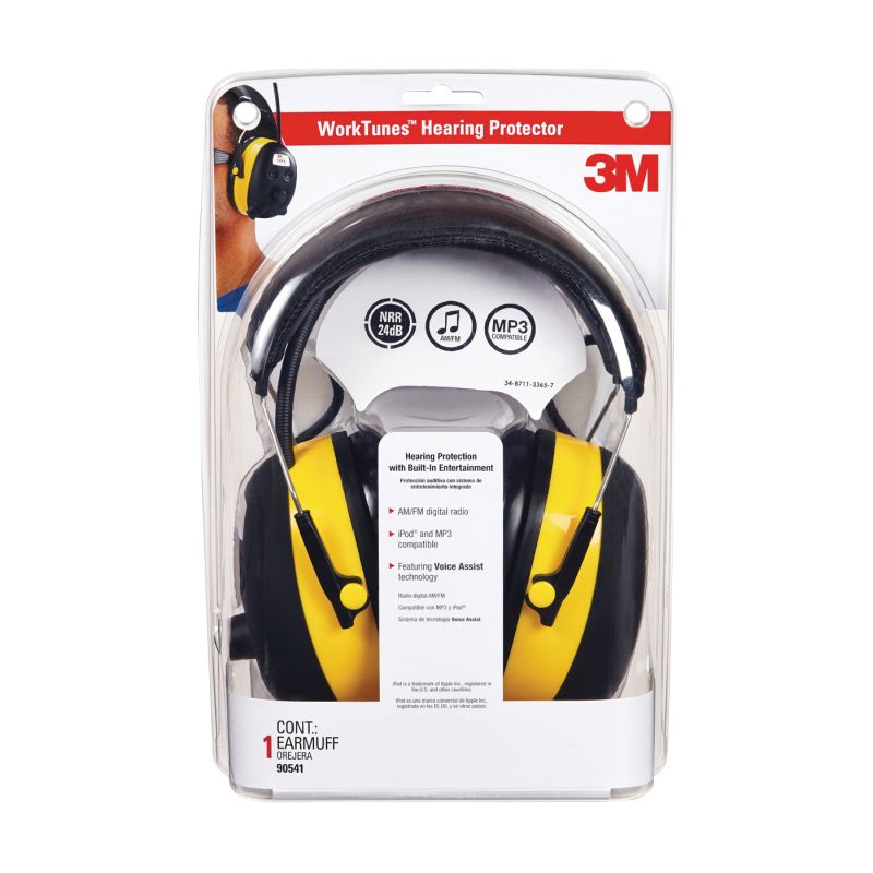 3M TEKK Protection 90541 Ear Muffs, 22 dB NRR, Black/Yellow Black/Yellow