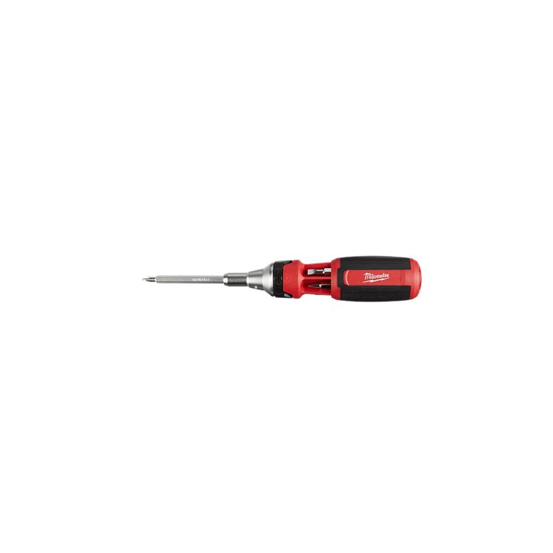 Milwaukee 48-22-2322 Ratcheting Multi-Bit Driver, 1/4 in Drive, Square Drive, 7 in OAL, Plastic Handle, Magnetic
